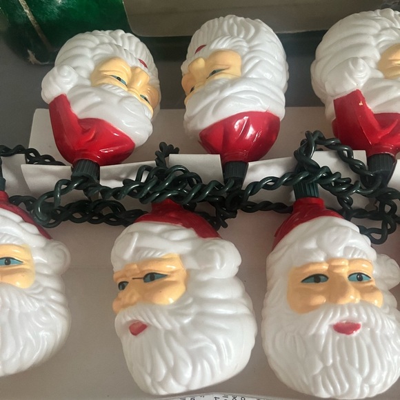 Vintage 10 Santa Head Christmas lights Sterling Tested Working! Blowmold New - Picture 2 of 2